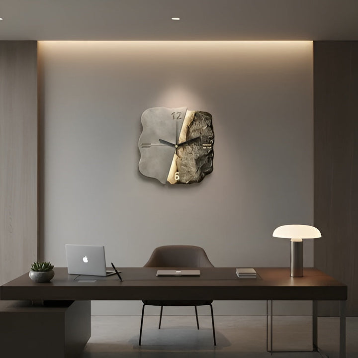 Sandstone Veggklokke – Moderne 3D Design | Dekorativ for Stuer og Kontorer | Luvikno