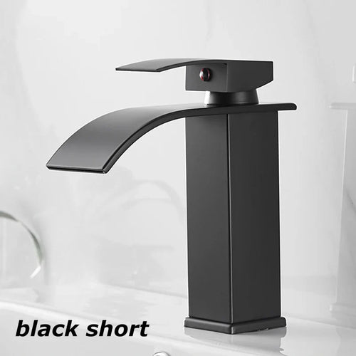 Luvikno | Vannfall Vanity Tap Aqualis Noir | Rustfritt Stål | Varmt & Kaldt Vann | For Bad & Gjestetoalett