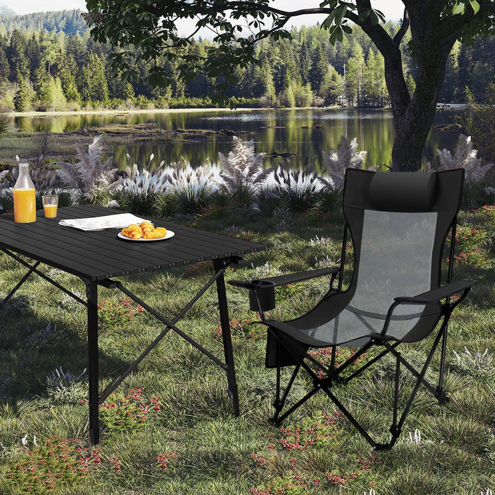Luvikno | CAMPURE Relax Lounge Chair | Justerbar & Sammenleggbar | Med Fotstøtte | Ultra-Lett & Bærbar – Svart/Grå