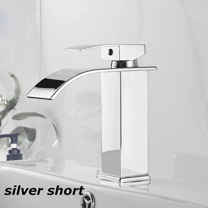 Luvikno | Vannfall Vanity Tap Aqualis Noir | Rustfritt Stål | Varmt & Kaldt Vann | For Bad & Gjestetoalett