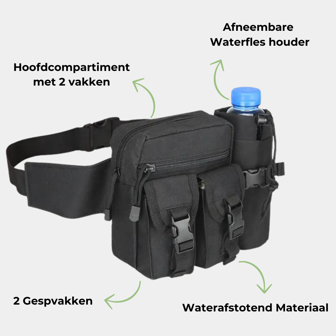 Luvikno | WanderHipBag | Vannavstøtende og lett | Med flaskeholder | Justerbar opp til 118 cm