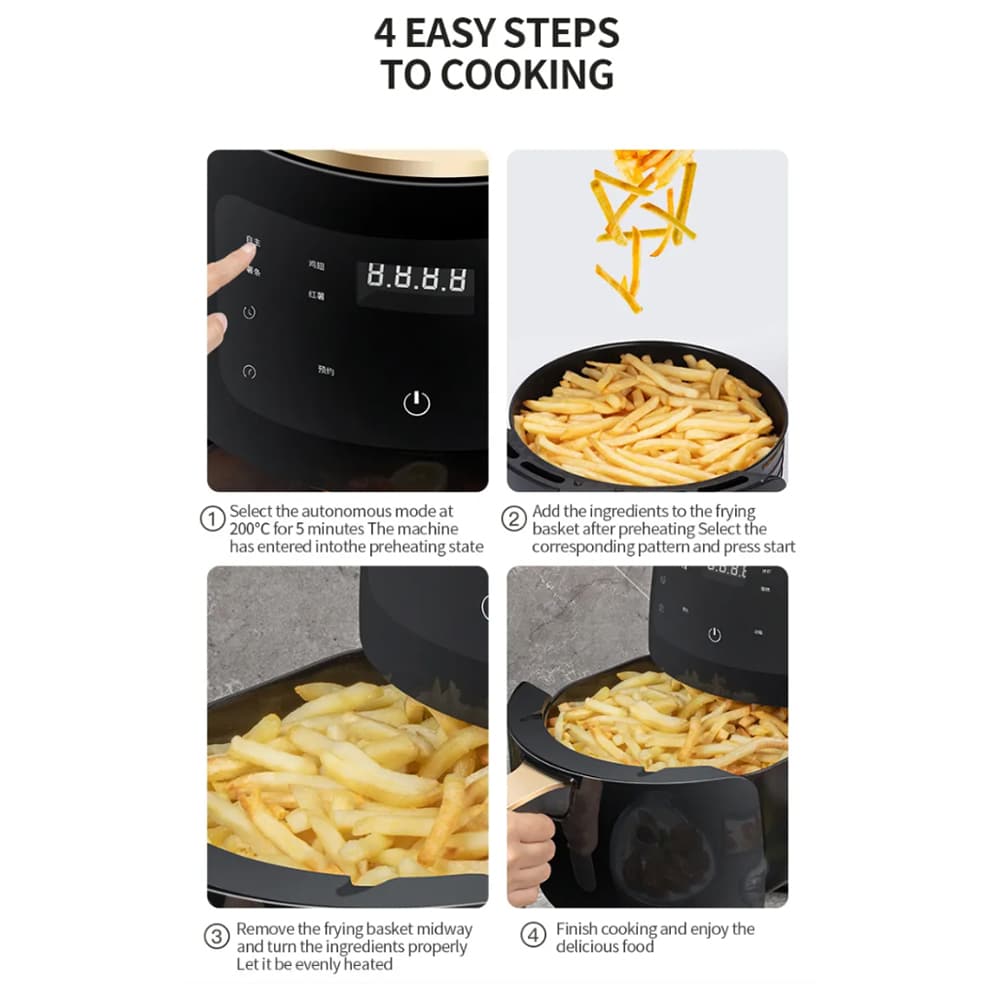 Airfryer 3.5 Liter (lite fett: Grilling, Baking, Steking og Fritering) | Luvikno