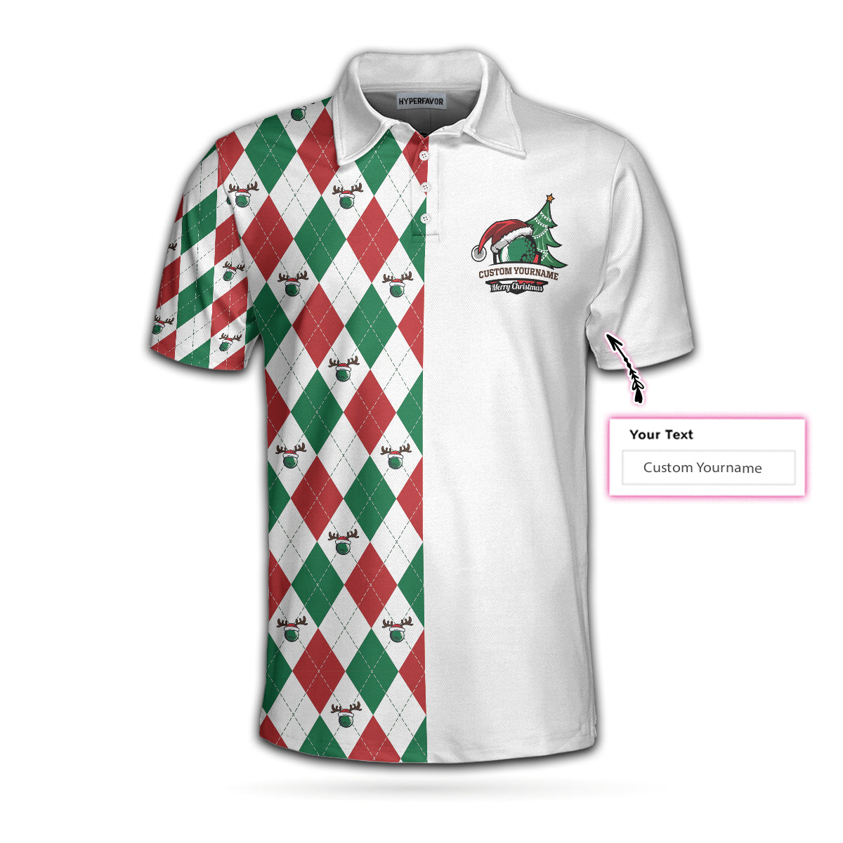 Luvik | Kaikki, mitä haluan jouluna, on räätälöity Hole-in-One -polo, räätälöity Argyle pitkähihainen paita golffareille