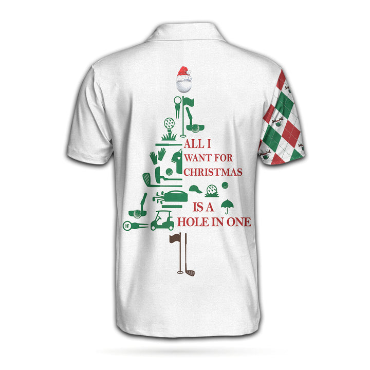 Luvik | Alt jeg ønsker meg til jul, er tilpasset Hole-in-One polo, tilpasset Argyle langermet skjorte for golfspillere