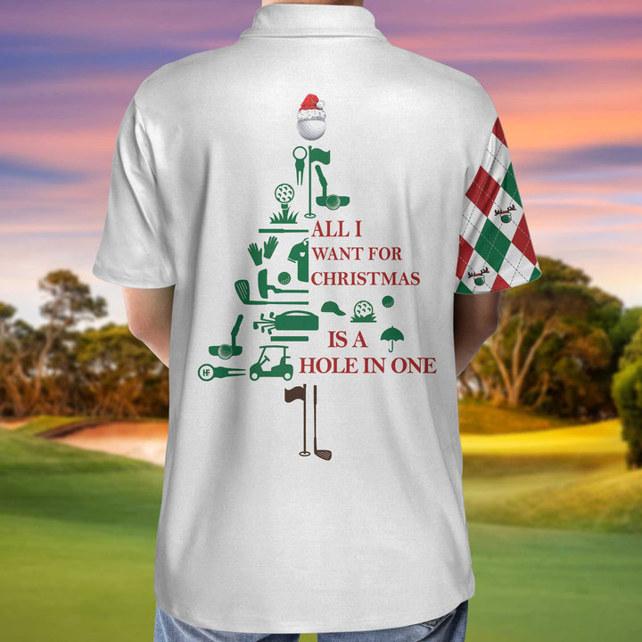 Luvik | Alt jeg ønsker meg til jul, er tilpasset Hole-in-One polo, tilpasset Argyle langermet skjorte for golfspillere