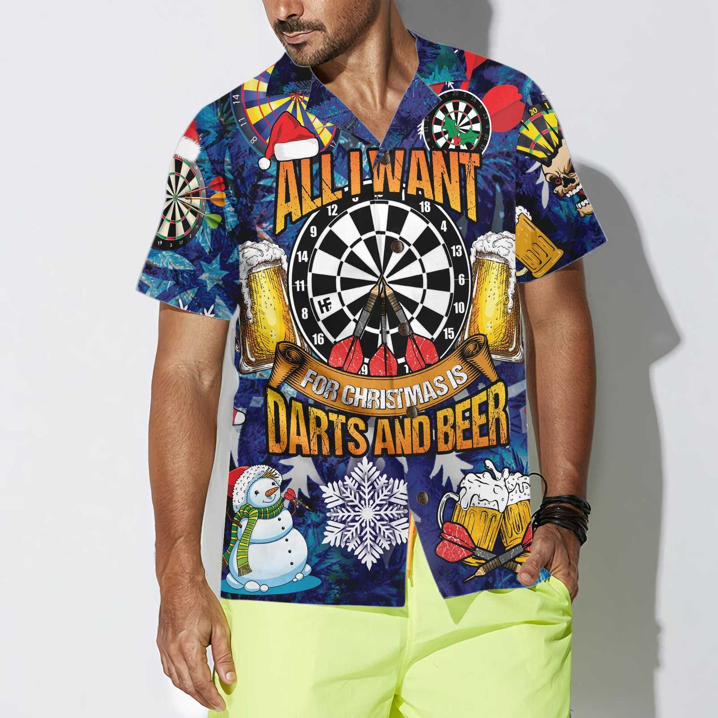 Luvik | Kaikki mitä haluan jouluksi, ovat nuoliammunta ja havaiji-paita, Hauska joulupaita miehille, paras joululahjaidea