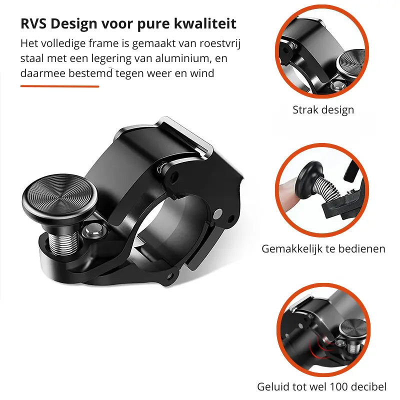 Aluminium sykkelklokke 100 dB lys | Luvikno