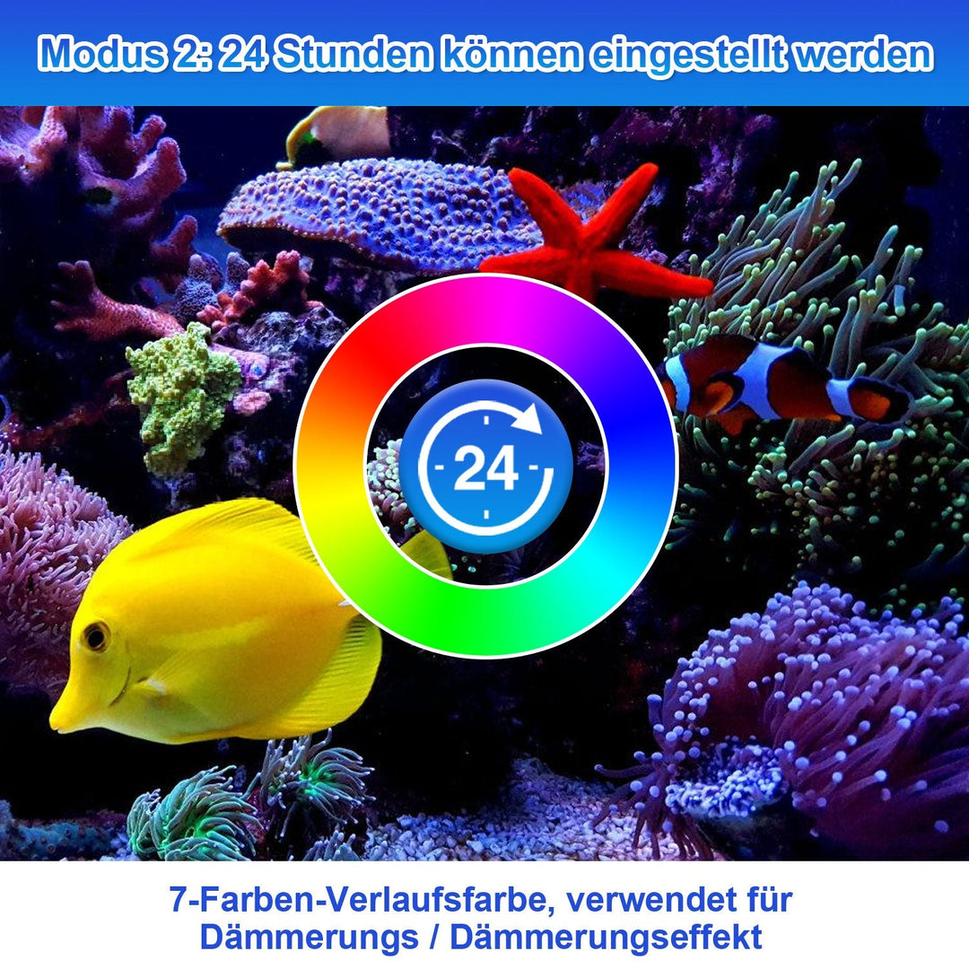 LED akvariebelysning 24/7 modus med timer | Luvikno