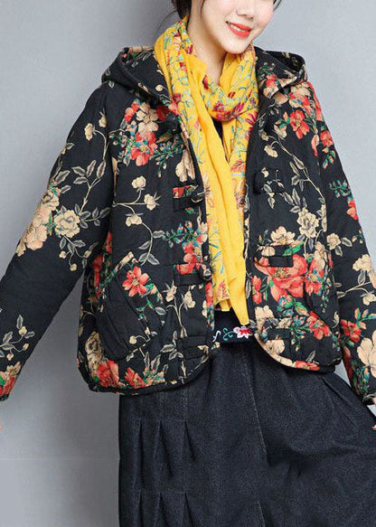 Luvik | Mustat hupparit, joissa on painetut taskut, täynnä naisten talvitakkeja hienosta puuvillasta