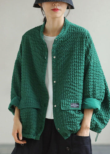 Luvik | Grønn O-hals lommeklipp bomulls-patchwork-jakke