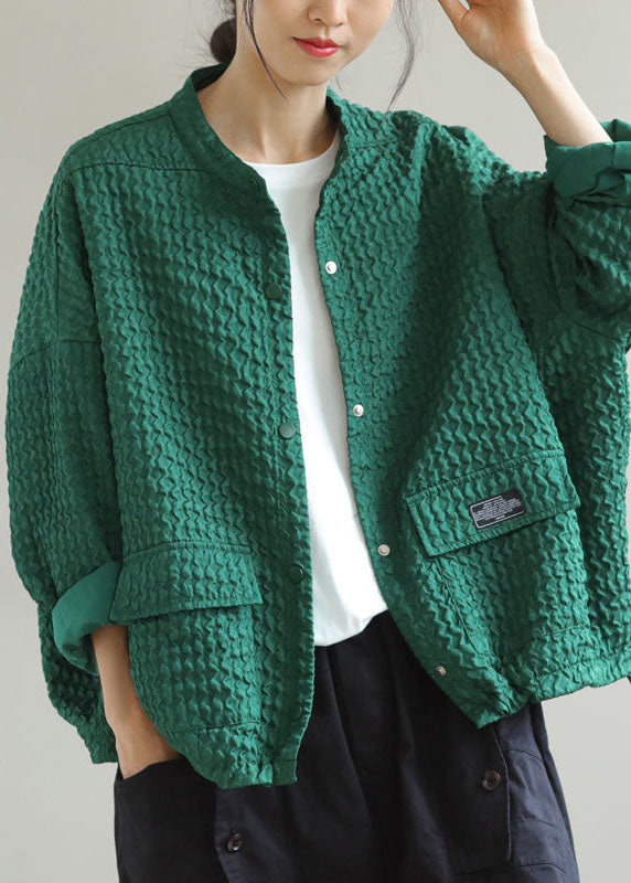 Luvik | Grønn O-hals lommeklipp bomulls-patchwork-jakke