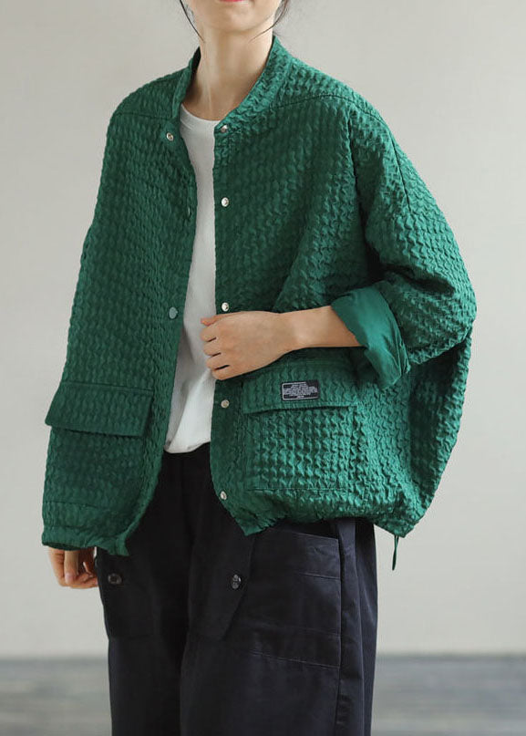 Luvik | Grønn O-hals lommeklipp bomulls-patchwork-jakke