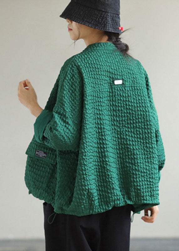 Luvik | Grønn O-hals lommeklipp bomulls-patchwork-jakke