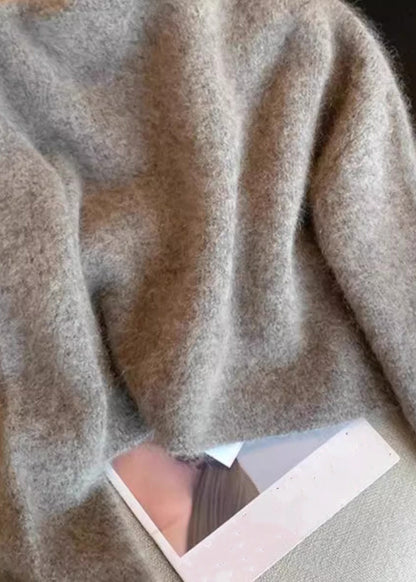 Luvik | Harmaa kaksinkertaisesti silitetty vetoketjullinen neuletakki