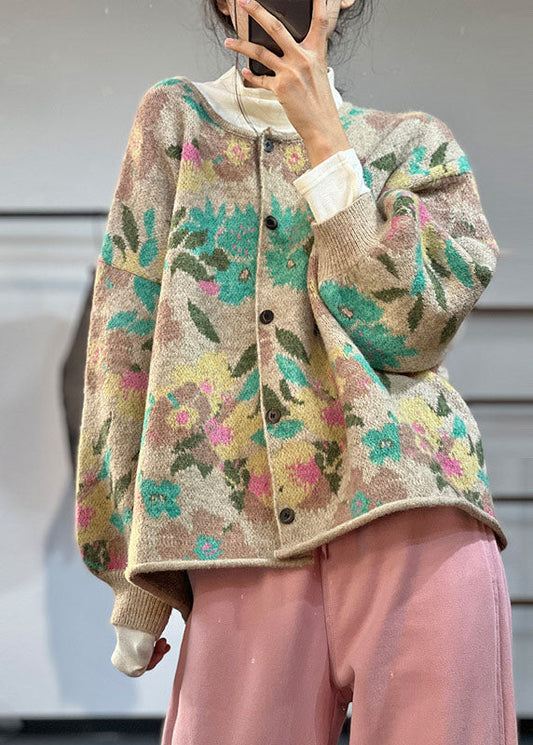 Luvik | Khaki O-kaula suur koko painatus talvipuserot