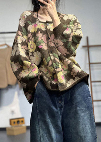 Luvik | Khaki O-kaula suur koko painatus talvipuserot