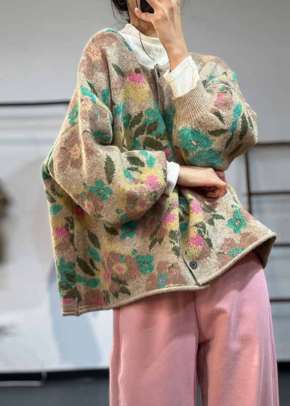 Luvik | Khaki O-kaula suur koko painatus talvipuserot