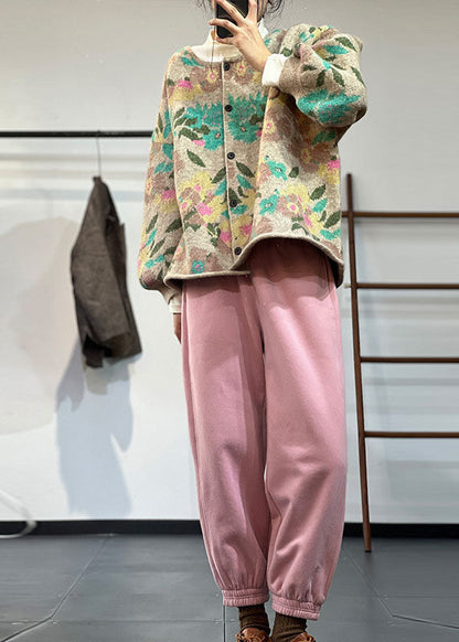 Luvik | Khaki O-kaula suur koko painatus talvipuserot