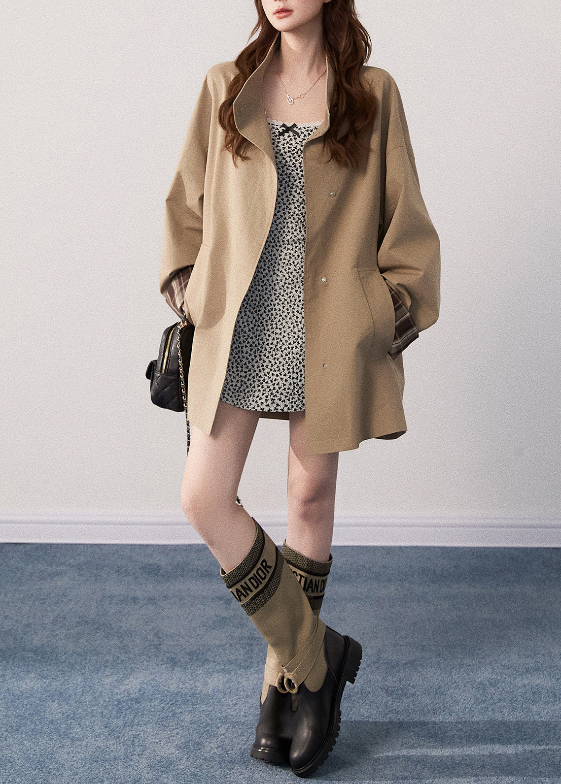 Luvik | Kaki Korkea Kaulus Plus Koko Puuvillatakit