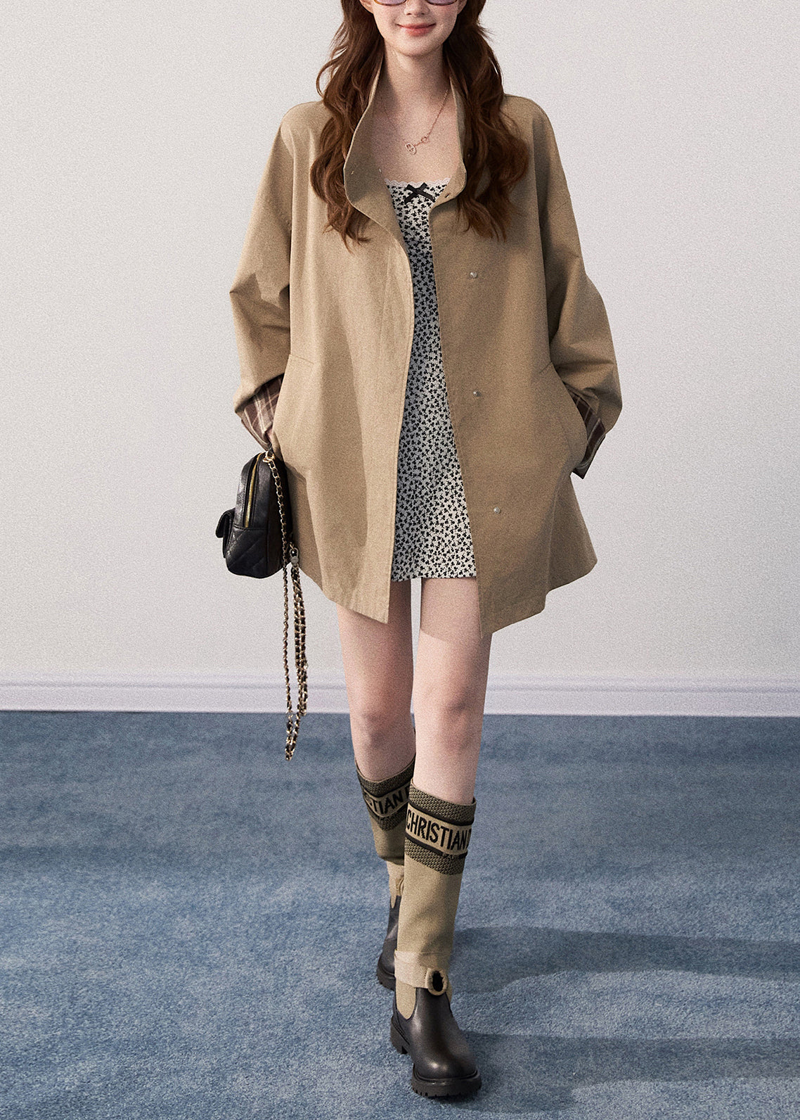 Luvik | Kaki Korkea Kaulus Plus Koko Puuvillatakit