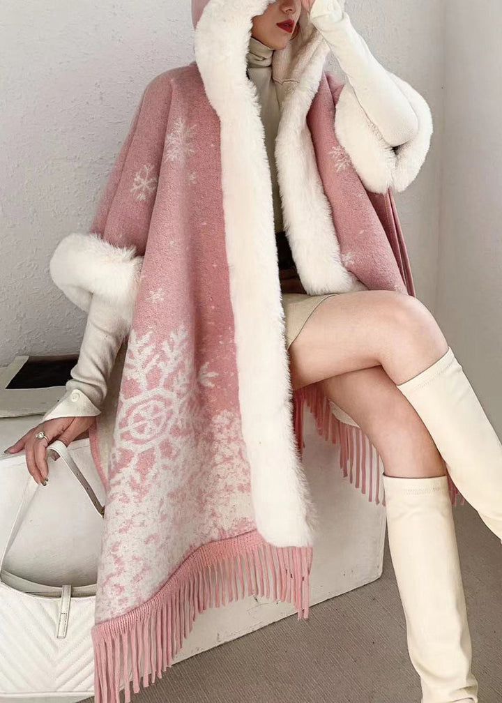 Luvik | Rosa Hette genser med turkis krage varme fleece jakker batwing ermer