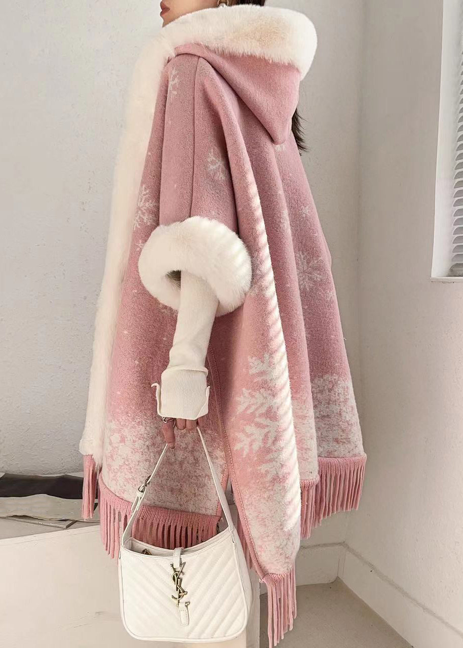 Luvik | Rosa Hette genser med turkis krage varme fleece jakker batwing ermer