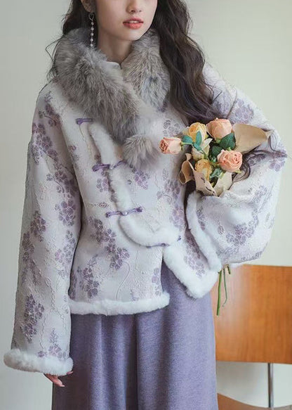 Luvik | Lila Nappi Tulostettu Patchwork Takit Täytetty Oksalla