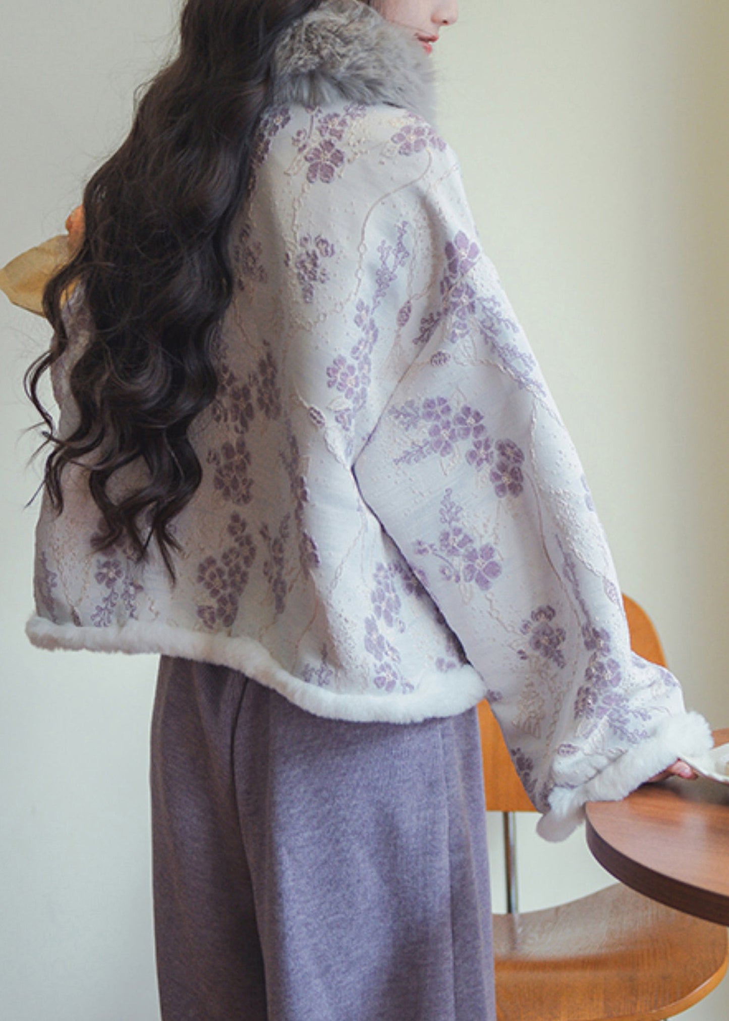 Luvik | Lila Nappi Tulostettu Patchwork Takit Täytetty Oksalla