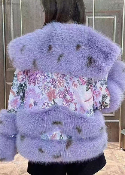 Luvik | Lilas Pehmeät Paljetit Patchwork Talvitakit