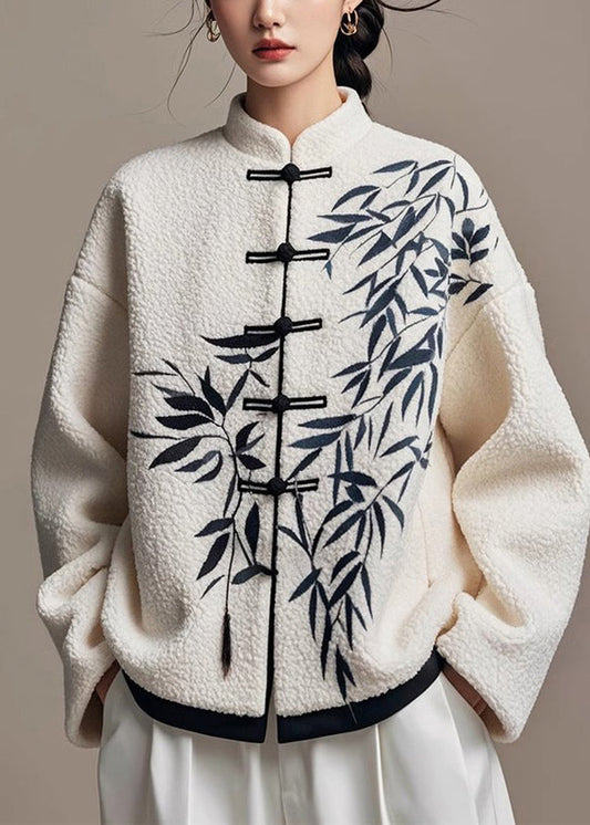 Luvik | Säänöskangaspuku napilla bambu kiinalainen valkoinen talvi