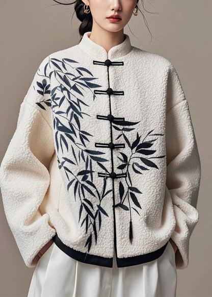 Luvik | Säänöskangaspuku napilla bambu kiinalainen valkoinen talvi