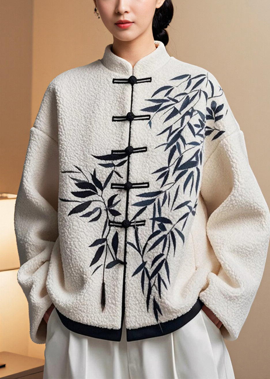 Luvik | Säänöskangaspuku napilla bambu kiinalainen valkoinen talvi