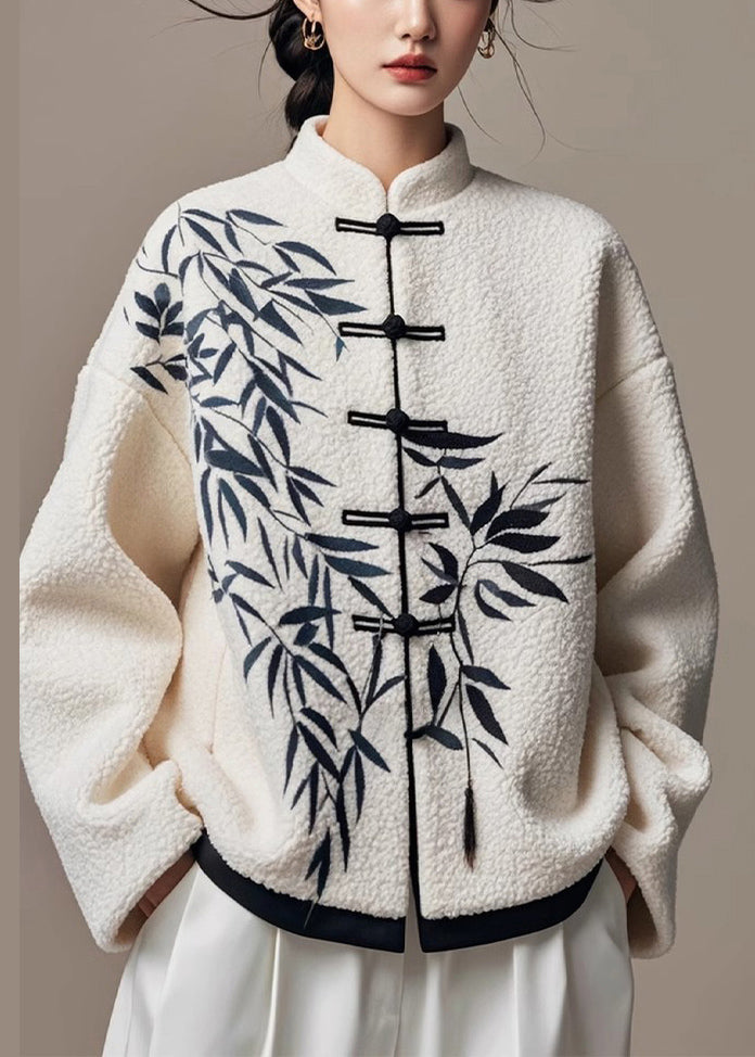 Luvik | Säänöskangaspuku napilla bambu kiinalainen valkoinen talvi