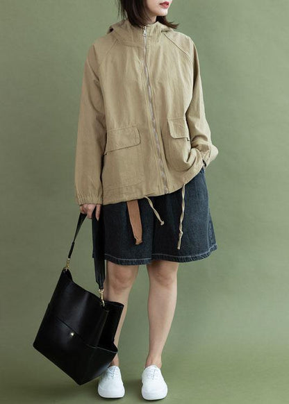 Luvik | khaki Kiristysnaru Naisten muotivaatteet Suunnittelu Lyhyt hupparitakki