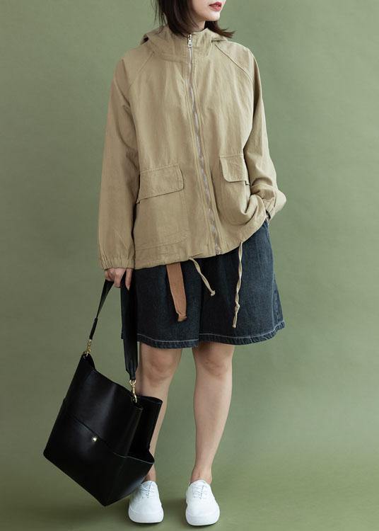Luvik | khaki Knappe Snor Dame moteklær Design Kort hettejakke
