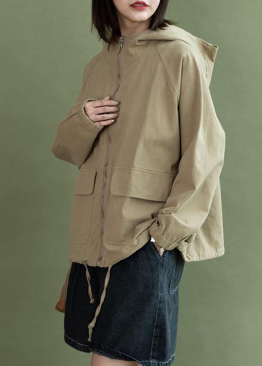 Luvik | khaki Knappe Snor Dame moteklær Design Kort hettejakke