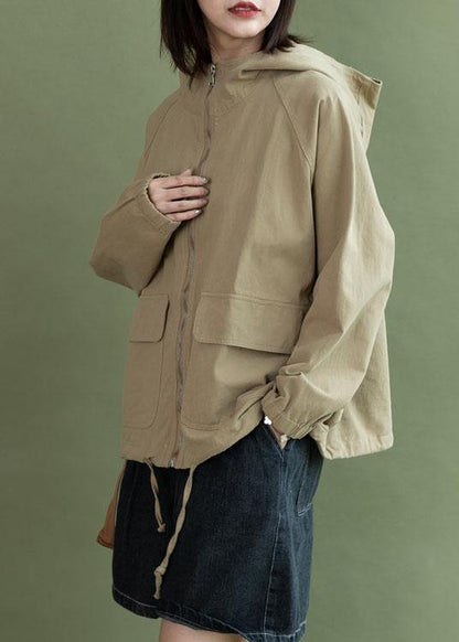 Luvik | khaki Kiristysnaru Naisten muotivaatteet Suunnittelu Lyhyt hupparitakki