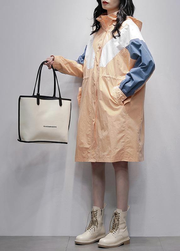 Luvik | oranssi Plus Size takit naiset paidat kankaat hupulla vetoketju patchwork ulkovaatteet