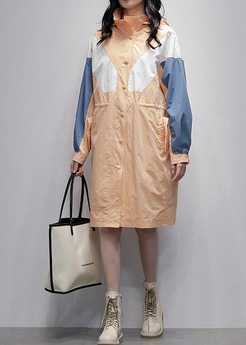 Luvik | oranssi Plus Size takit naiset paidat kankaat hupulla vetoketju patchwork ulkovaatteet