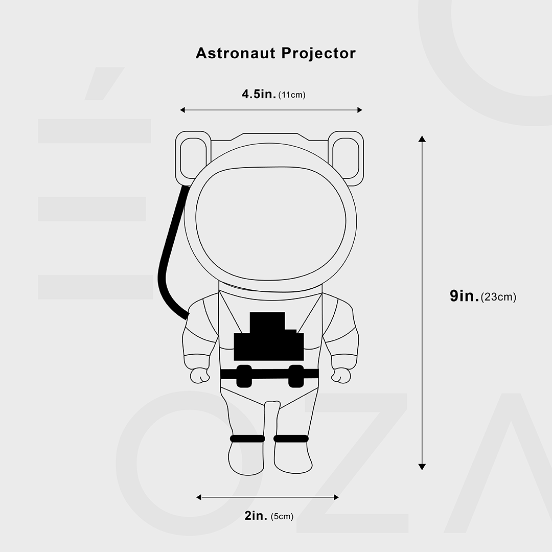 Stjernete LED-projektor – Astronautlampe med 360° roterende hode og fjernkontroll for soverom og stue | Luvikno