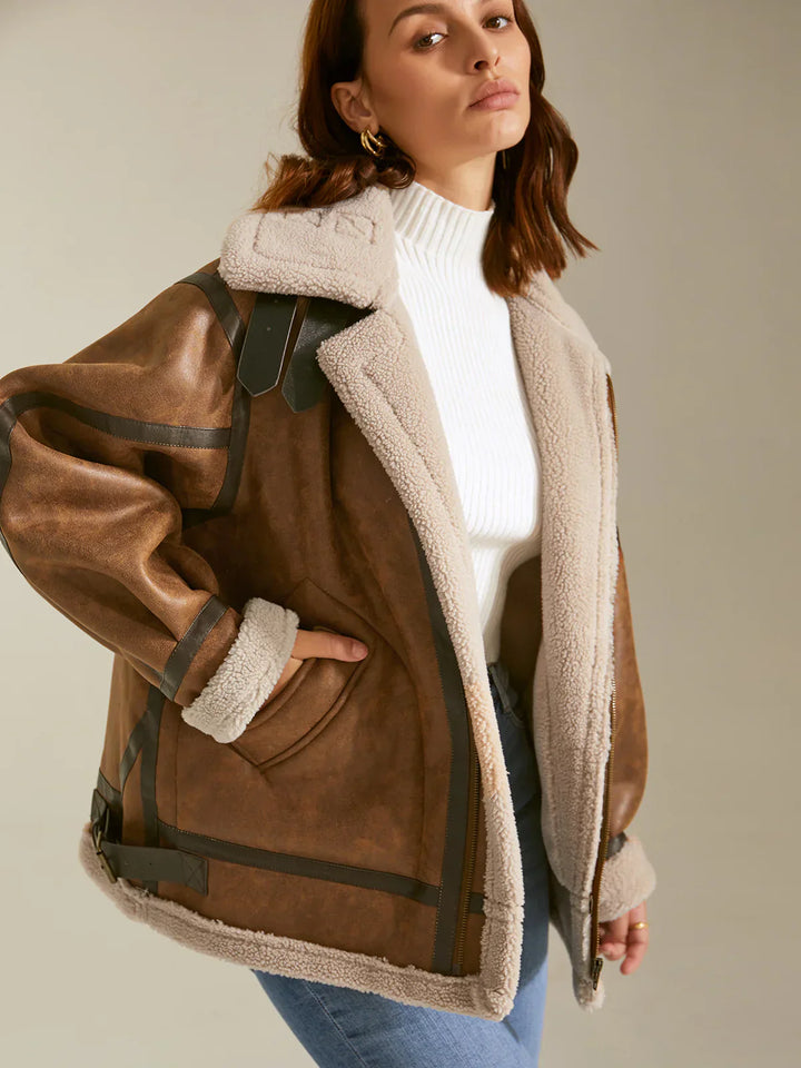 Luvik | Fôret mocka shearling flyjakke