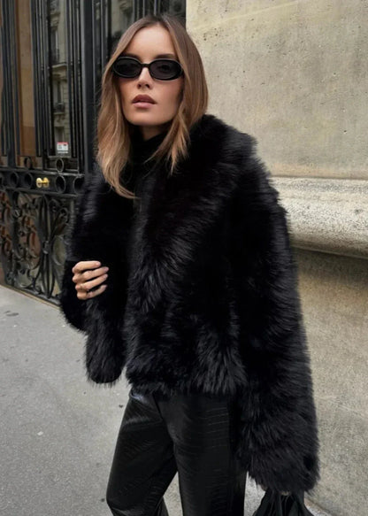 Luvik | Tekoturkki Polo Kaulustakki - Musta