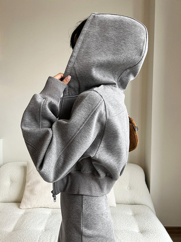 Luvik | Langermet Zip Crop Hettegenser