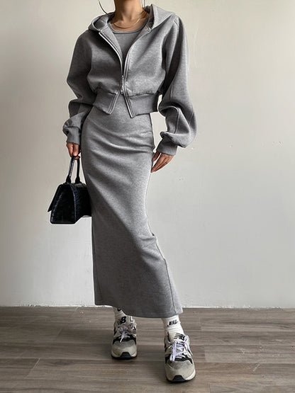 Luvik | Pitkähihaisessa Vetoketjullinen Crop Huppari