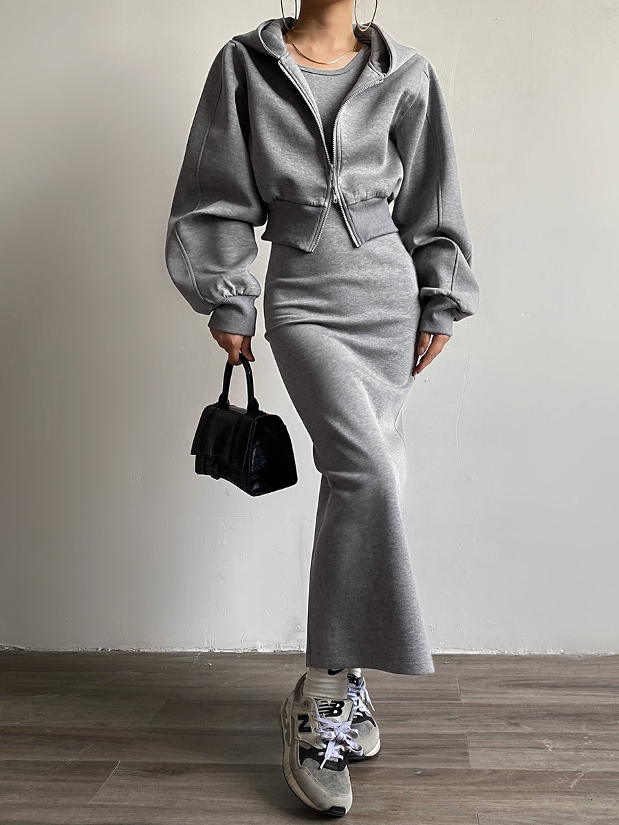 Luvik | Pitkähihaisessa Vetoketjullinen Crop Huppari