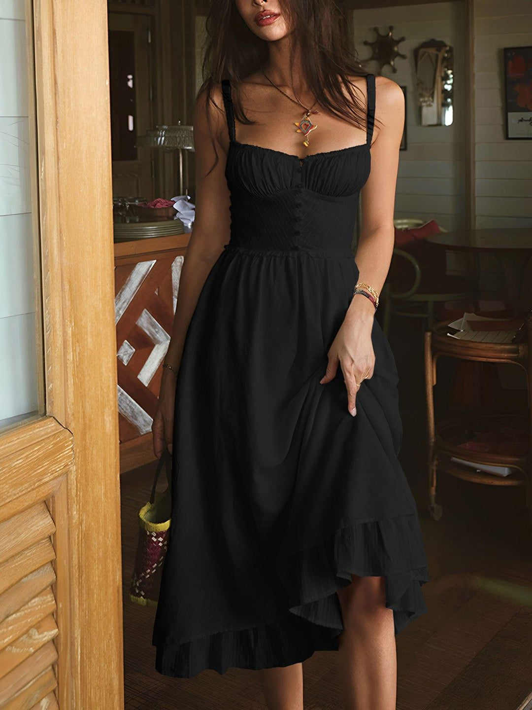 Luvik | Romanttinen Midi-dress with gathering and hem for women