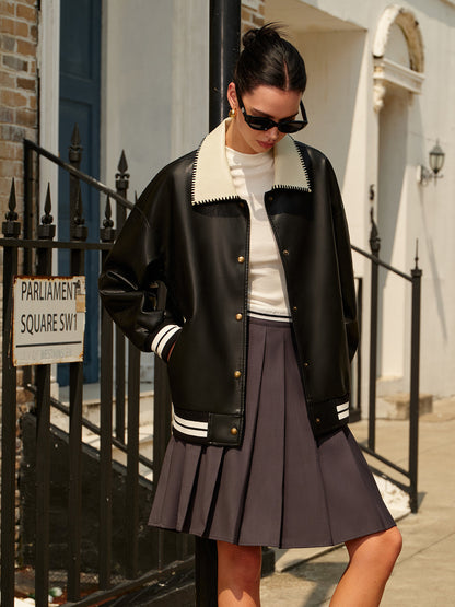 Luvik | Kaulukset PU-nahkabombertakki