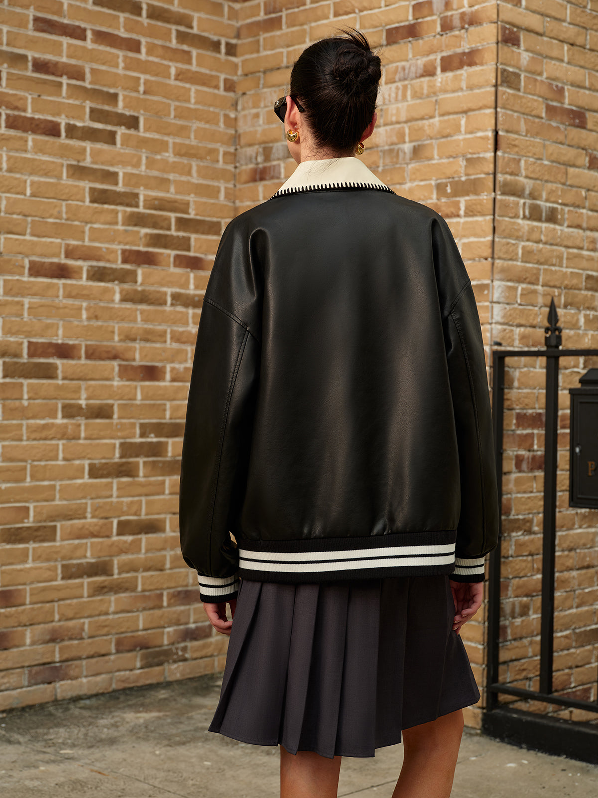 Luvik | Kaulukset PU-nahkabombertakki