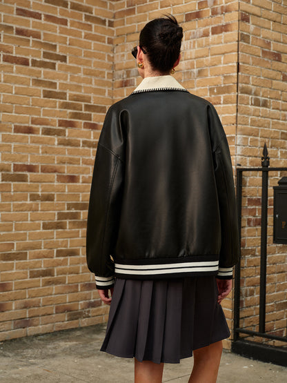 Luvik | Kaulukset PU-nahkabombertakki