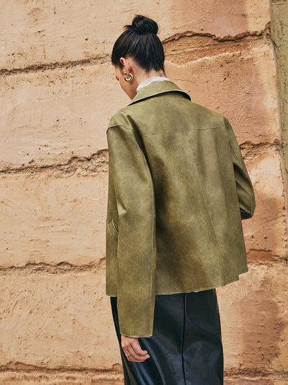 Luvik | PU-Nahka Suora Takki